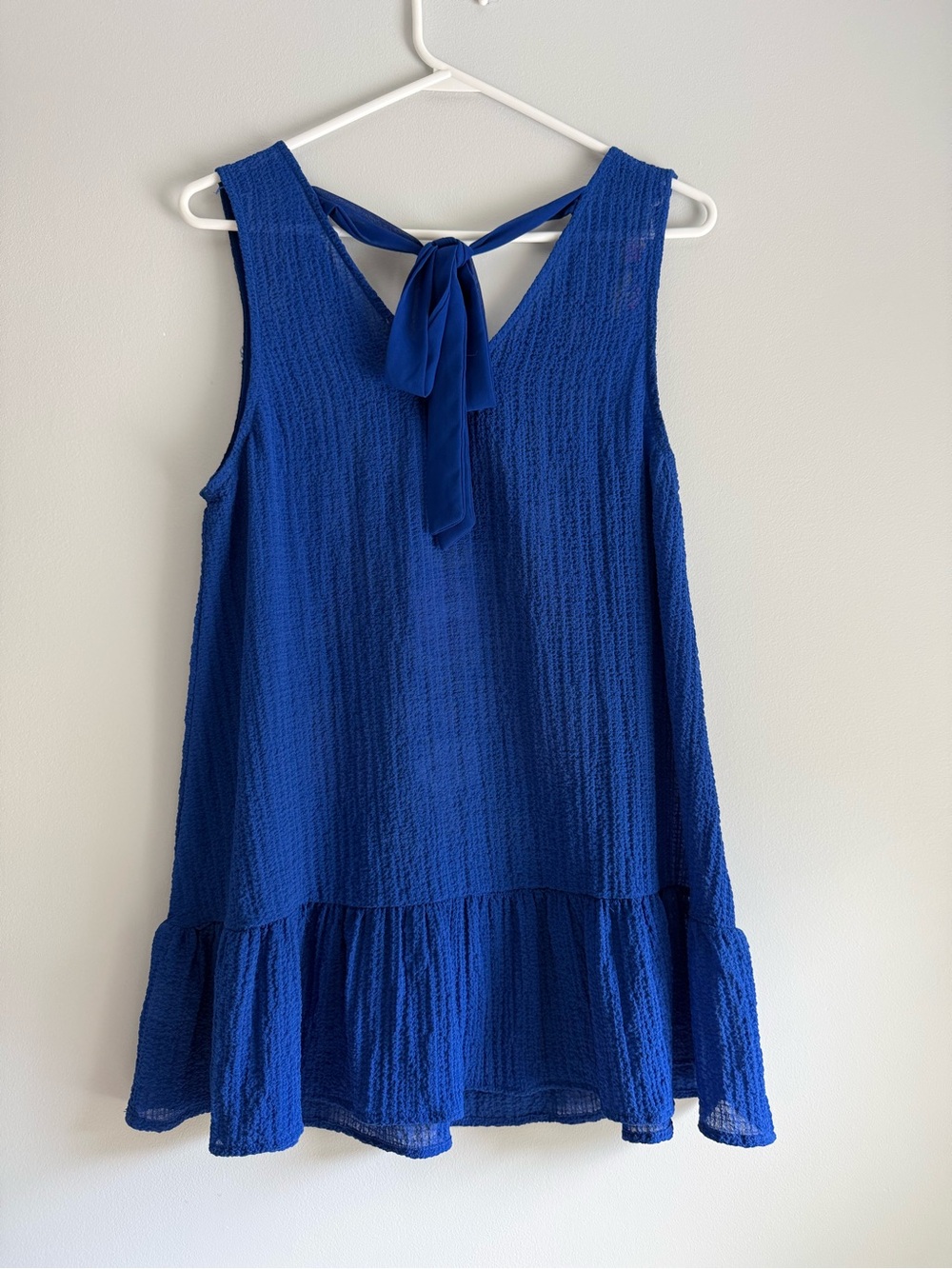 entro Royal Blue Embroidered V-Neck Peplum Sleeveless Top - Picture 2 of 3
